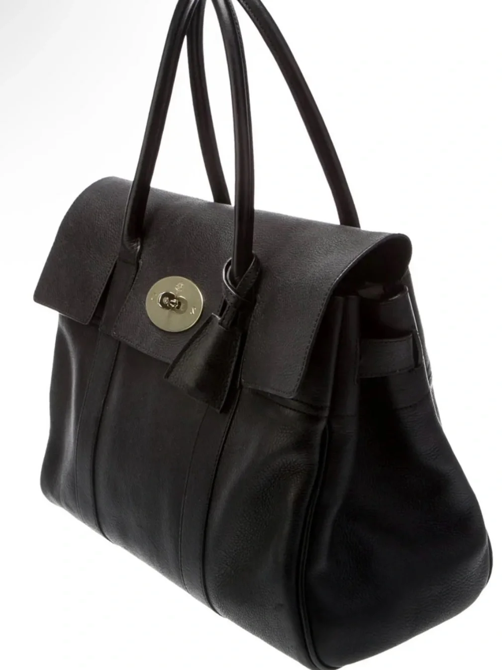 Mulberry Black Leather Satchel with Gold Turn-Lock - Picture 3 of 5